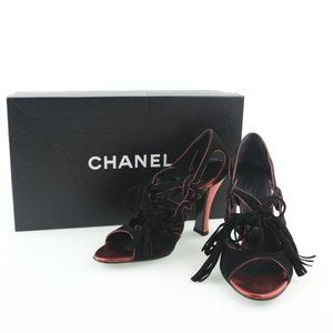 CHANEL fringe pumps black/gold Suede Women